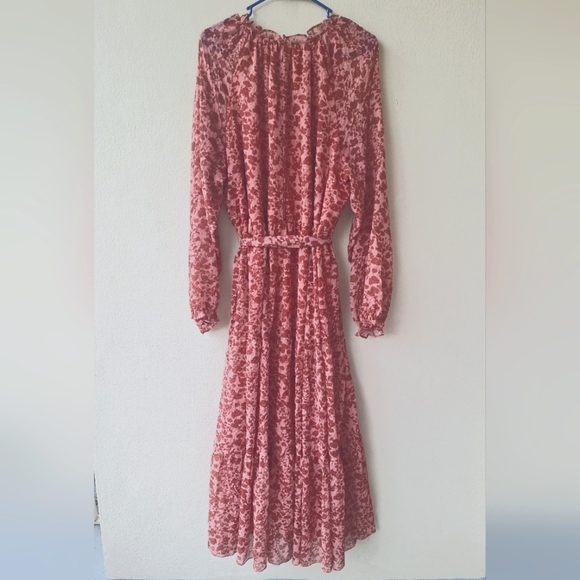 Laurel Gray Floral Long Sleeve Ruffle Women's Maxi Dress Size XL - Picture 3 of 9